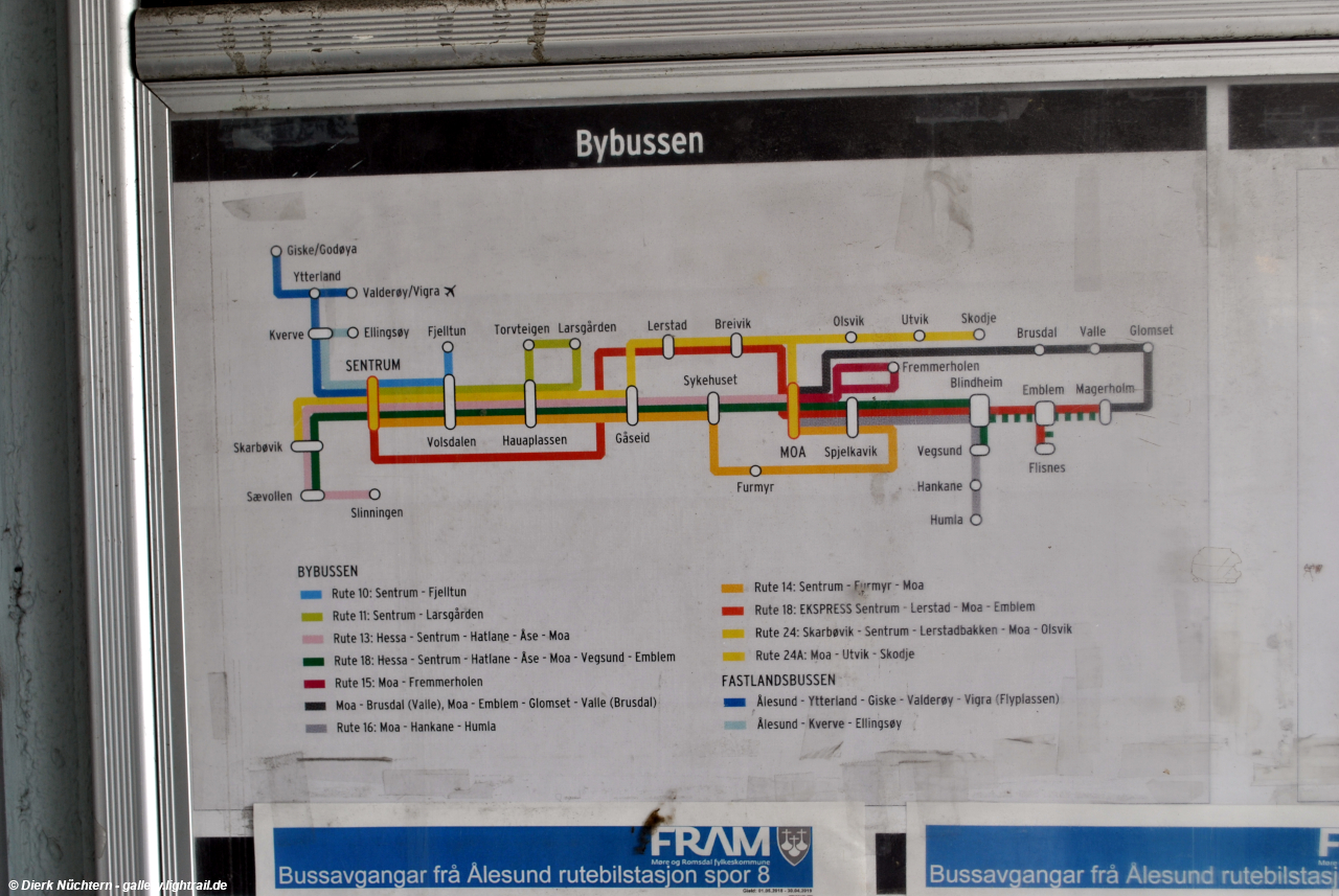 Netzplan der Busse in Ålesund